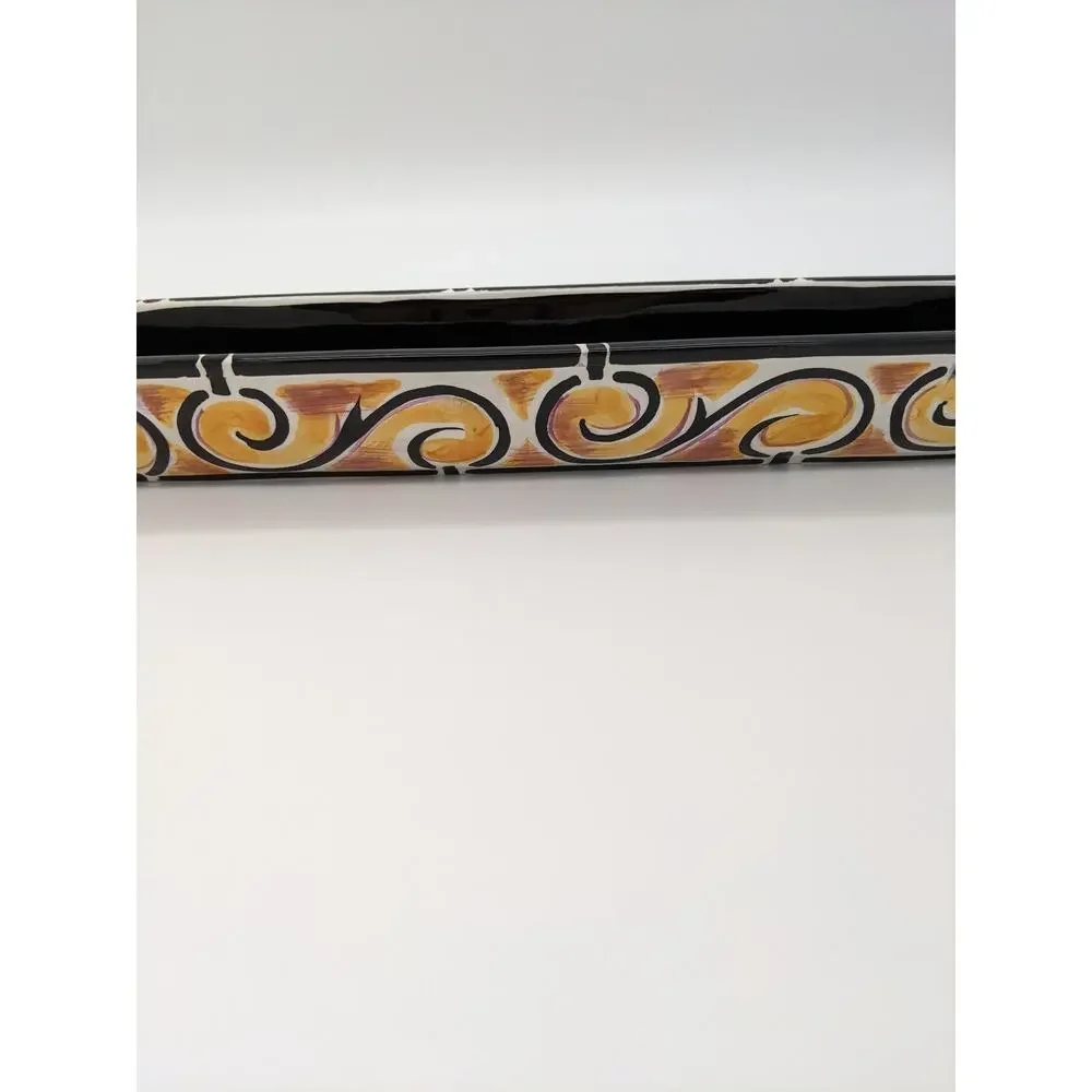 Olive Serving Tray Boat Platter Ceramic Condiment Dish Retro Swirly Whimsy 16x2